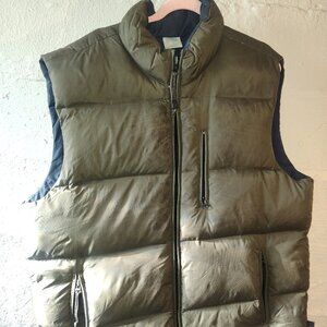 Old Navy Olive Green Navy Puffer Vest Zipper Pockets Men's Size XL